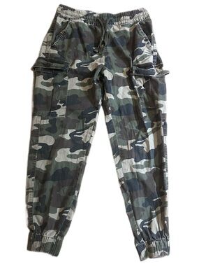 Cotton Camouflage Cargo Jogger Pants Straight legged cuffed y2k Camo army